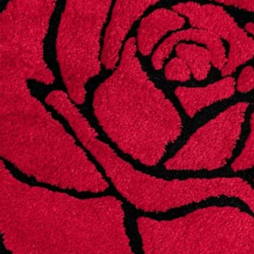 Red Rose Shaped Bath Mat Bed Bathroom Rug Kitchen Garden Flowers Floral Doormat